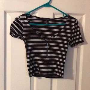 Black and white zip up crop top. Size small!